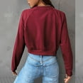 thumbnail image 6 of XuJwPNcy Womens Cropped Sweatshirt Soft Crewneck Long Sleeve Oversized Lightweight Basic Solid Color Crop Tops, 6 of 6