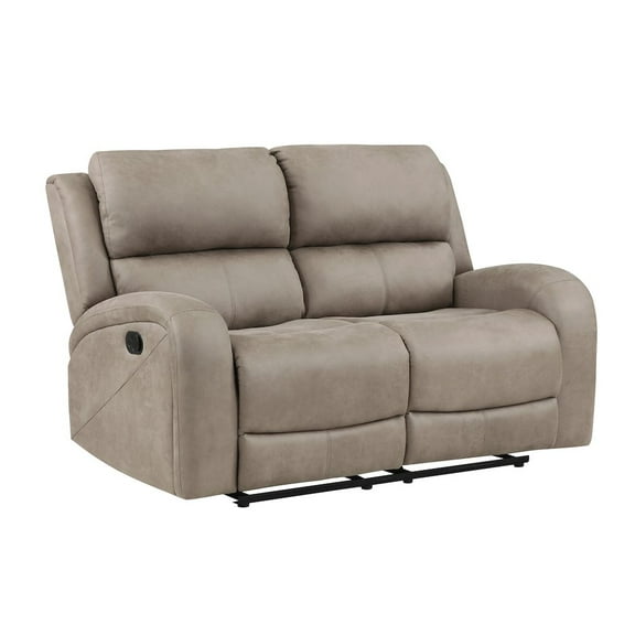 Lexicon Pagosa Polished Microfiber Double Reclining Loveseat in Brown