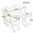 thumbnail image 4 of PORKISS Counter Height Table Set of 5, Bar Table and Stool Set, Dining Table with 4 Chairs, Table with Storage Function, Wood Top Pub Table & Chair Set for Kitchen Apartment Bistro, Gold+Blue, 4 of 12