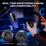 Atzeste USB Microphone, Computer Condenser Gaming Mic for PC/Laptop/PS4/5, Headphone Output, Volume Control, USB Type C Plug and Play, LED Mute Button, for Streaming, Podcast, Studio Recording
