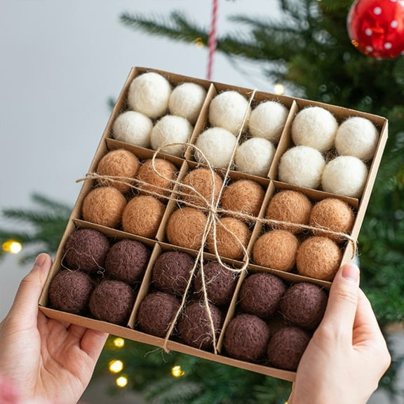 Christmas Ball Ornaments for Christmas Tree Decoration Wool Balls 36pcs Boxed Christmas Tree Hangings Decoration Window Decoration Scene Arrangement Christmas Decoration Christmas Decor