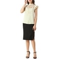 thumbnail image 2 of INSPIRE CHIC Women's Elegant Cap Sleeve Tie Neck Ruffle Collar Tops, 2 of 6