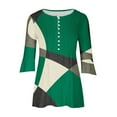 thumbnail image 4 of FAIWAD Women's 3/4 Sleeve Tunic Tops V Neck Button Down Tops Geometric Print Slim Pullover Tops, 4 of 5