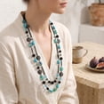 thumbnail image 3 of Bocar Long Necklaces for Women Trendy, Boho Layered Crystal Beaded Collar Necklaces for Women, Fashion Statement Necklaces Jewelry(NK-10084-blue green), 3 of 9