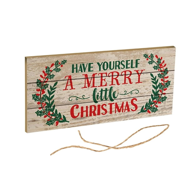 Cheapark Christmas Welcome Hanging Sign - Hemp Rope Printed Text Decor - Rustic Festive Door Hanger for Home Shop Holiday Christmas Displays