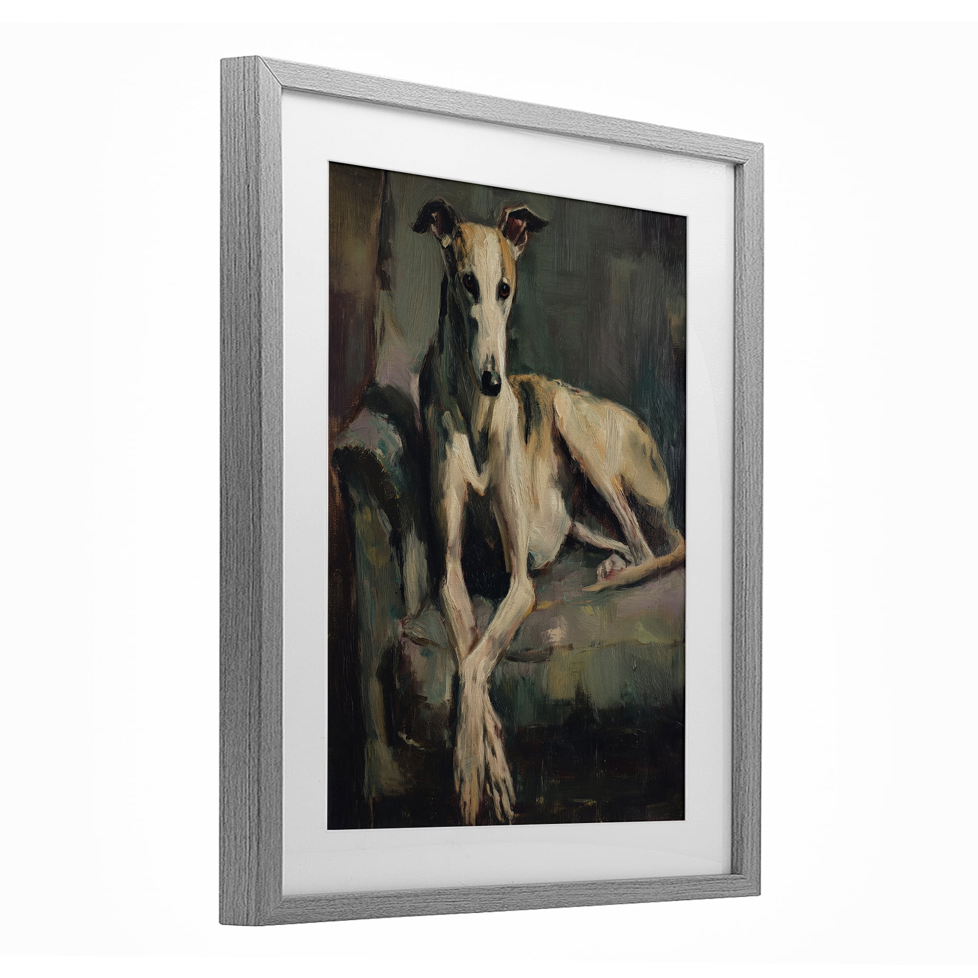 Stupell Industries Regal Comfort Whippet Dog Gray Framed Print Under Glass, design by Svetlana Aleynikova