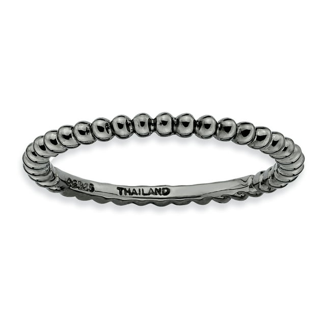 925 Sterling Silver Black Plated Stackable Ring Fancy/