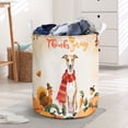 thumbnail image 3 of Happy Thanksgiving Whippet with Turkey Pumpkins Autumn Vibes Foldable Laundry Basket Dog Lover Organizer Storage with Handles - 12018, 3 of 5