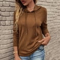 thumbnail image 4 of UAMVSH Tunic Hoodie for Women Casual Knitted Long Sleeve Hooded Sweatshirts Loose Crew Neck Pullover Tops Ladies Fashion(3X-Large,Brown), 4 of 7
