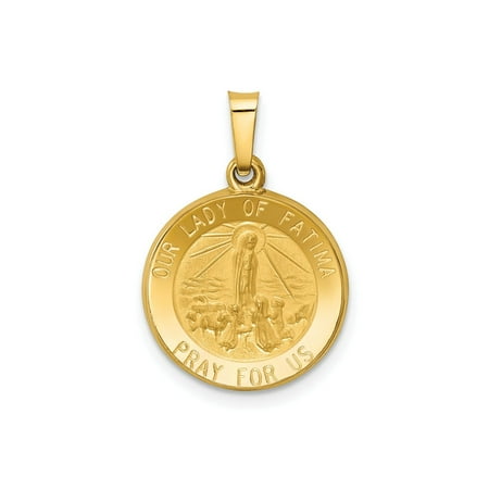 FJC Finejewelers 14 kt Yellow Gold Polished and Satin Our Lady Fatima Medal Hollow Charm 22 x 15 mm
