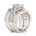 thumbnail image 6 of Blue Jewel 14K White Gold Plated Rings - 1.9 Ct Princess Diamond Engagement Rings - Diamond Engagement Wedding Rings for Women's - Trio Set Bridal Jewellery Rings for Women's - Graduation Gifts, 6 of 13