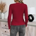 thumbnail image 5 of XPMWRP Women's Solid Color Sweaters Fall Fashion Ribbed Long Sleeve Lightweight Knit Square Neck Tops Cute and Trendy Outfits Red XL, 5 of 8