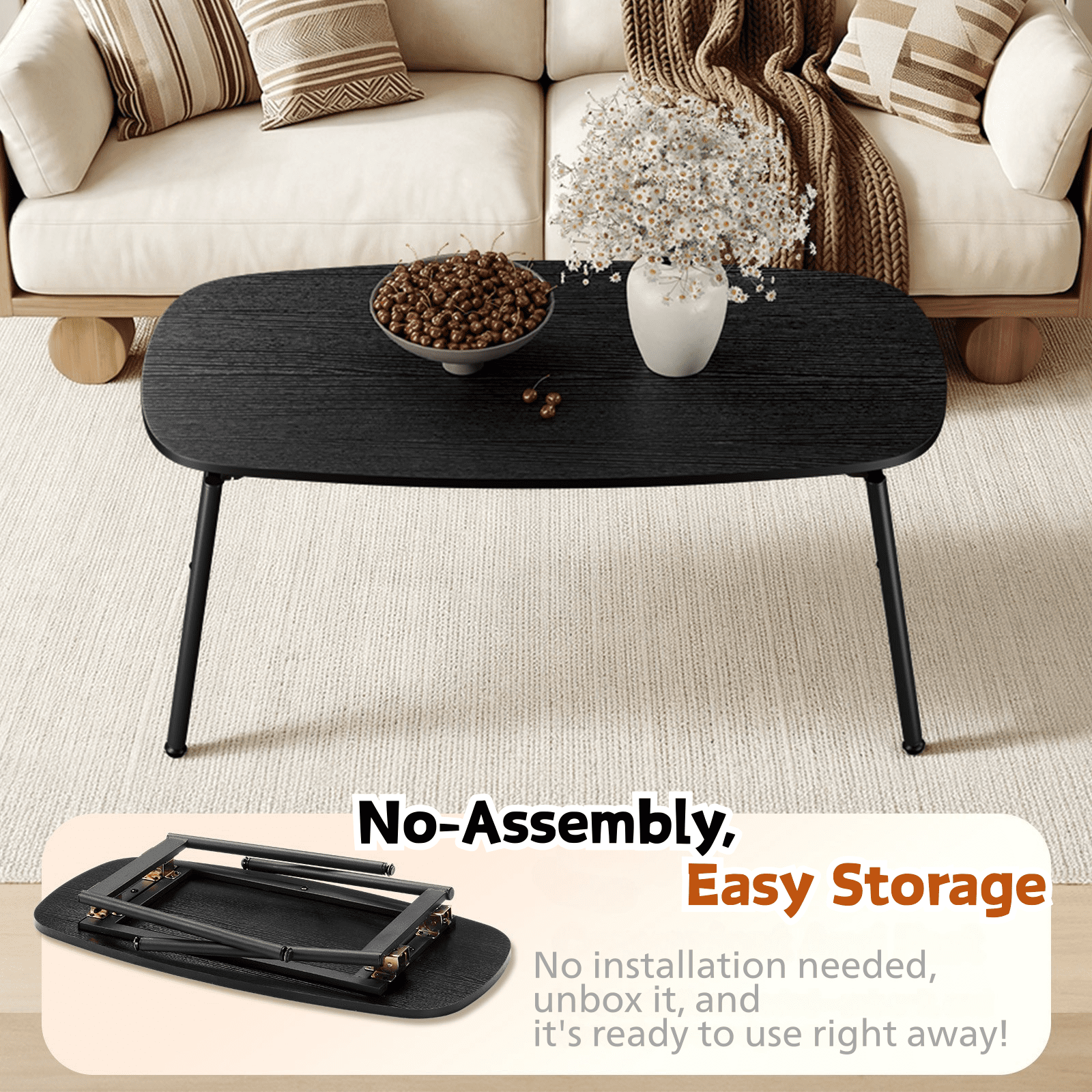 Ktaxon No Assembly Folding Coffee Table, 31.5