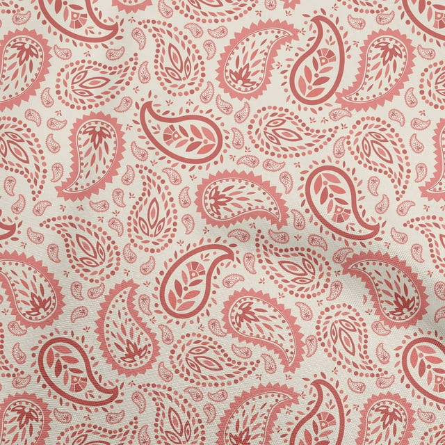 oneOone Polyester Spandex Red Fabric Asian Paisley Sewing Material Print Fabric By The Yard 56 Inch Wide