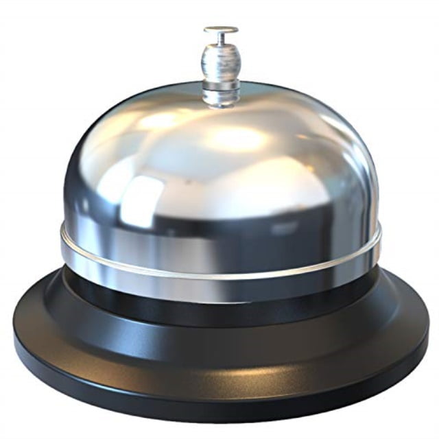 Desk Bell Service Bell for Hotels Reception Areas 4 Count Call Bells 3.3 inch Diameter All-Metal Construction Hospitals Restaurants Schools Chrome Finish Warehouses