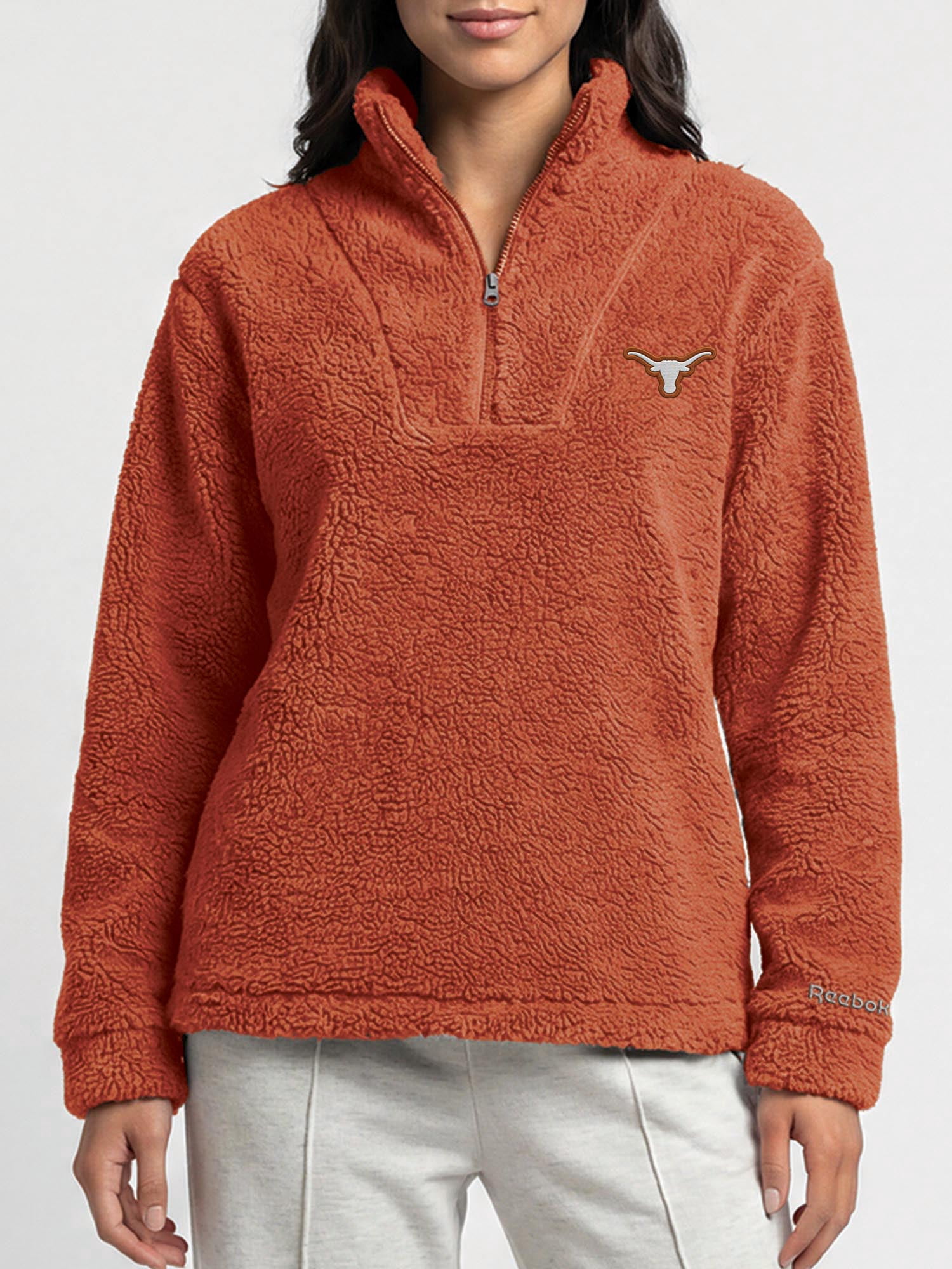 Texas Longhorns Reebok Womens Relaxed Fit Qtr Zip Sherpa Pullover