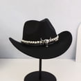 thumbnail image 2 of Eosunjian Cowboy Hat Polyester Lightweight Cowboy Hat Cowboy Hat for Women Men Brim Western Style with Bull Head Band Decoration Lightweight for All-day, 2 of 8