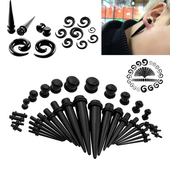 SmartBy 54Pcs 1.6-10mm Acrylic Ear Stretching Piercing Taper Expandable Plugs Jewelry