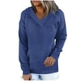 thumbnail image 2 of Sevevn Women's Fashion Casual New Solid Color Hoodie Long Sleeve Top Blue M Clearance Sales Online Deals, 2 of 6
