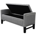 thumbnail image 3 of Maklaine Linen Fabric Storage Bench with Nailhead Trim in Light Gray, 3 of 8