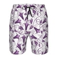 thumbnail image 4 of Kdxio Violets Flowers Pattern Mens Casual Shorts - Drawstring Summer Beach Sports Shorts for Men, 4 of 9