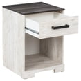 thumbnail image 3 of Single Drawer Wooden Nightstand with Grain Details, White and Gray- Saltoro Sherpi, 3 of 5