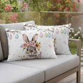thumbnail image 4 of Spring Easter Pillow Covers 2 Pack Bunny Cute Rabbit Colorful Eggs Floral Pillowcase Waterproof Outdoor Throw Pillow Cover for Patio Balcony Rectangular Cushion 20”x12”, 4 of 9