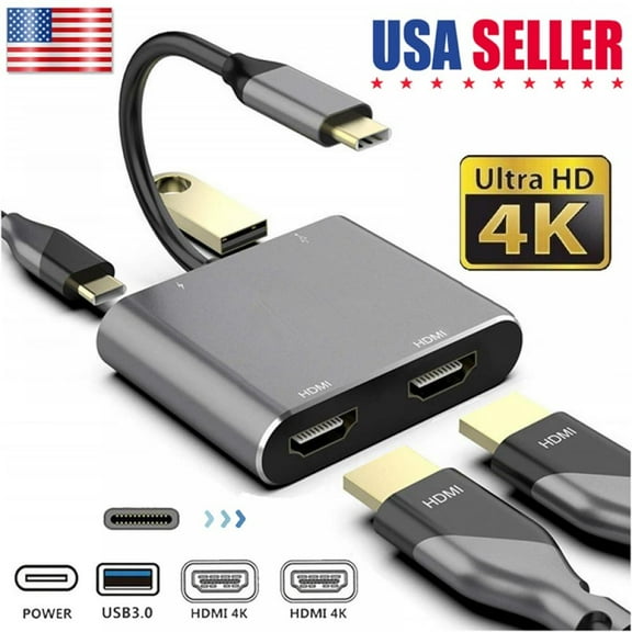 Type C Hub To Dual 4K HD H DMI USB 3.0 PD Charge Port USB-C Docking Station Adapter Support Dual-Screen Display For Ma CBook