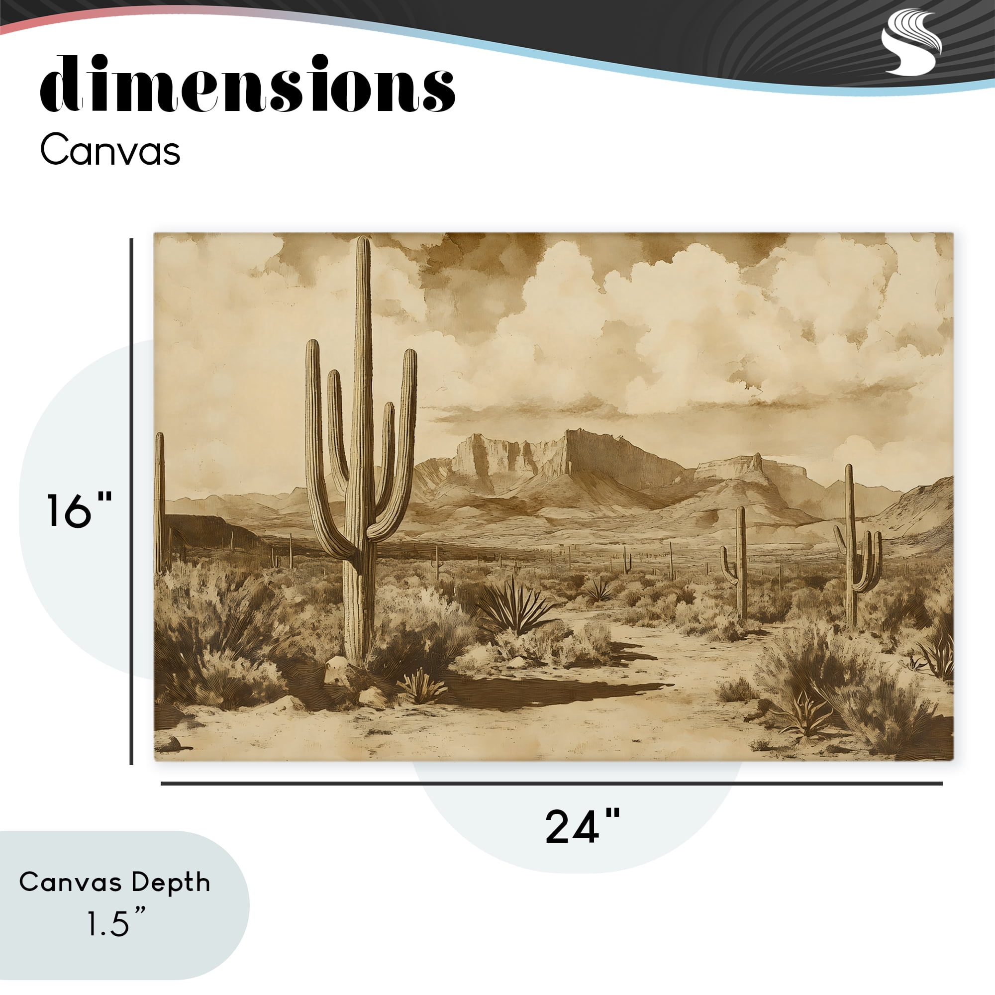 Stupell Industries Vintage Desert Peaks with Saguaro Canvas Wall Art, design by Franklyn Gregory