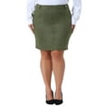 thumbnail image 2 of DARING DIVA Women's Plus Faux Suede Sexy Short Bodycon Mini Skirt 1X Army Green, 2 of 6