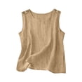 thumbnail image 7 of Kojanyu Women's Cotton Linen Sleeveless Crewneck Tank Top Casual Loose Fit Summer Blouse, 7 of 7