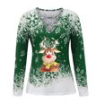 thumbnail image 4 of Camisas Navideñas Para Mujer Tops de Manga Larga Moda Con Cuello en V Empalme Irregular Suelto Odeerbi ODB198756, 4 of 4