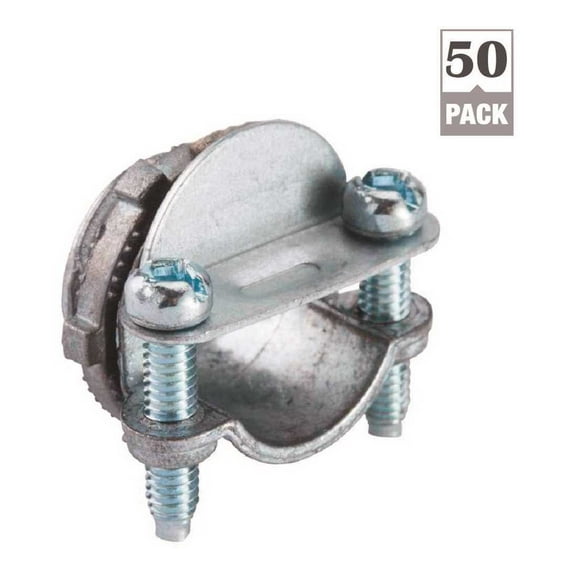Halex 05711B 0.37 in. Flexible Metal Conduit Clamp Combination Connector - 50 Count