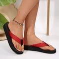 thumbnail image 3 of Rokment Woven Platform Flip Flops for Women 2026 Beach Summer Boho Casual Memory Foam Cushioned Slip on Thong Lightweight Dress Slippers Pool Water Sandals Red Size 9.5, 3 of 6