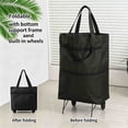 thumbnail image 3 of 2-in-1 Foldable Shopping Cart, Rolling Shopping Bag with Wheels, 23L | Collapsible Wheeled Tote, Compact Grocery Wagon, Parcel Pickup, Laundry Transport, Apartment Errands, Travel Storage, Black, 3 of 5