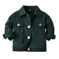 thumbnail image 5 of KPOPLK Boys Basic Coats Denim Jacket Button Down Jeans Jacket Top Jeans Casual Outerwear(6-12 Months,Green), 5 of 5