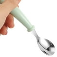 thumbnail image 4 of SHISUYAN Spoon Fork Stainless Steel: Toddler Eating Learning Spoon and Fork Green Utensils Set Small Spoons Tasting Spoons for Toddler Kids Feeding Tool, 4 of 9