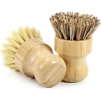 2-Pack Bamboo Dish Brush – Natural Dish Scrub Brush with Sisal & Palm Bristles for Non-Stick Pans, Pots, Vegetables, and Kitchen Cleaning