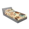 thumbnail image 2 of Ambesonne Vintage Fitted Sheet & Pillow Sham Set, Truck Coffee Grinder, Twinxl, Cream Orange Grey, 2 of 2