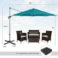 thumbnail image 2 of Costway Parasol de Patio Extérieur de 11 Pi, Parasol Rond Déporté avec Rotation à 360° Bleu, 2 of 10