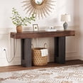 63 Inch Console Table with Power Outlet, Extra Long Sofa Table with USB ...
