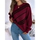 thumbnail image 4 of Suéter Informal de Rayas con Cuello Redondo y Larga Tipo Farol para Mujer Rojo S, 4 of 10