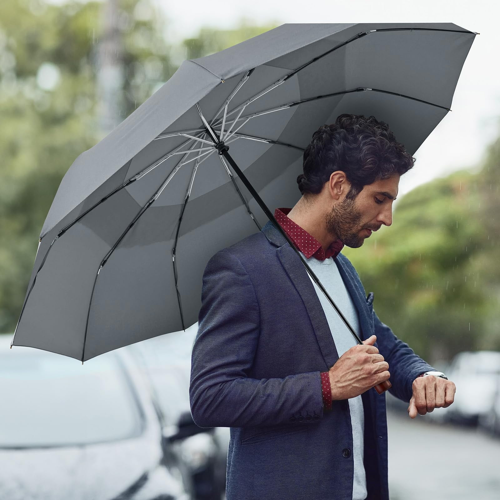 G4Free 54" Large Compact Windproof Golf Umbrella | Auto Open/Close Folding Travel | Reinforced 10-Frame Vented Double Canopy for Men & Women