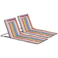 thumbnail image 1 of Outsunny Set of 2 Beach Lounge Chair Sun Lounger, Folding Ground Beach Mat w/ Adjustable Back, Steel Frame, Head Pillow and Carry Bag for Backyard Lakeside, Colorful Stripes, 1 of 9