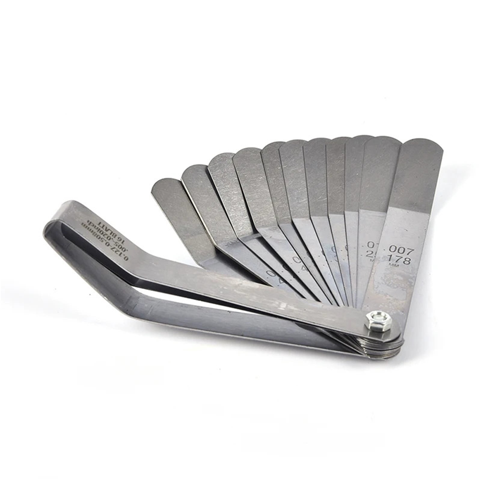 1 Set For 16 Blades Feeler Gauge 0.05 To 1mm Thickness Curved Stainless Steel Gap Metric Filler Feeler Gauge ,Easy Identification