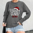 thumbnail image 2 of Wang6 Plus Size Christmas Sweatshirts for Women Trendy Xmas Long Sleeve Nana Claus Letter Printed Pullovers Causal Loose Fit Crew Neck Graphic Tops Shirts Grey XL, 2 of 6