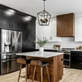 thumbnail image 3 of AFANQI Metal Square Farmhouse Pendant Light, 4-Light Geometric Ceiling Lighting, Industrial Retro Style Lantern Pendant for Foyer Kitchen Island, Adjustable Height (Black), 3 of 10