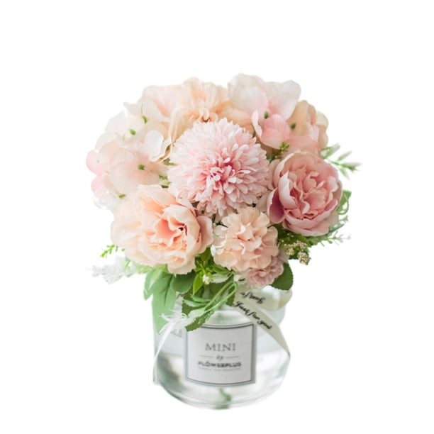 Toystoory 2 flores artificiales de apariencia realista, respetuosas con el medio ambiente, duraderas, para interiores o exteriores Decoración Rosa peonía+blanco