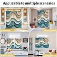 thumbnail image 6 of Teal Beige Ombre Kitchen Curtains 84 Inch Length, Moire Modern Abstract Art Geometric Grommet Top Bedroom Living Room Curtains, Light Filtering Cafe Curtain Drapes 2 Panels Set 84''x84'', 6 of 9