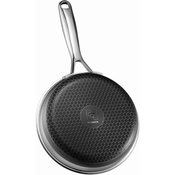8-inch Stainless Steel Frying Pan with Lid - Nonstick, Dishwasher & Oven Safe, Compatible with Induction & Gas Stoves